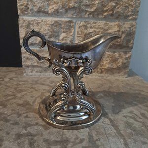 Vintage F.B. ROGERS  Silver plate Sauce / Gravy Boat w Candle Warmer
